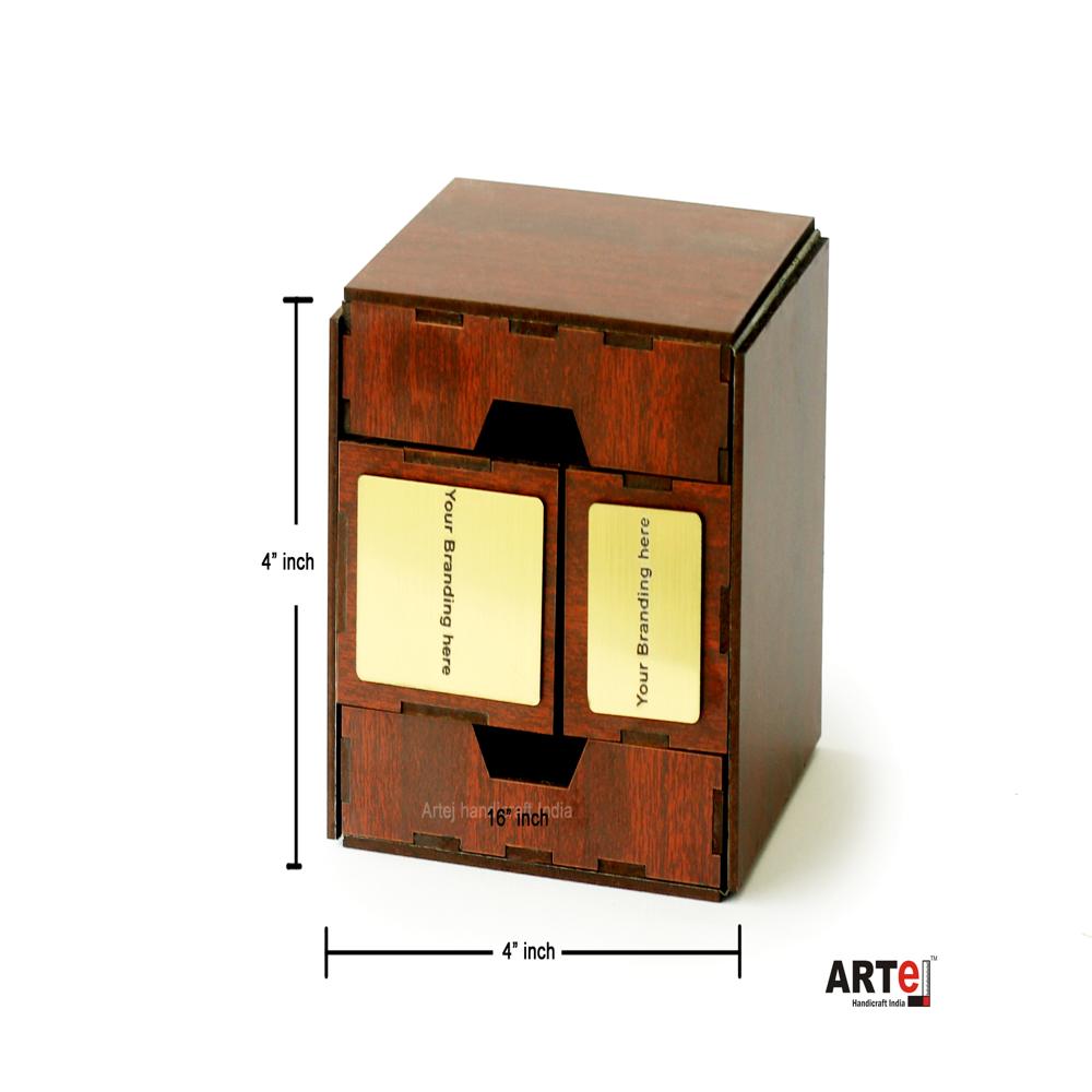 Desk Organizer - Mdf Wood, Brown, Variable Dimensions | Multiple Sections For Office Desk Organization, Storing Stationery And Essentials