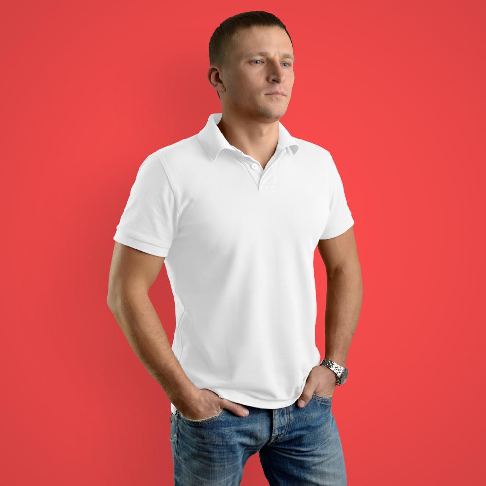 Mens White PC Matty Polo Neck T-Shirt - PC Matty Fabric, Customized Sizes Available, Classic Polo Collar, Short Sleeves, Plain Design