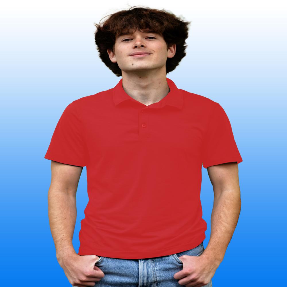 Mens Red Dry Fit Polo Neck T-Shirt - Polyester Material, Customized Sizes Available , Classic Polo Collar & Short Sleeves for Casual Wear