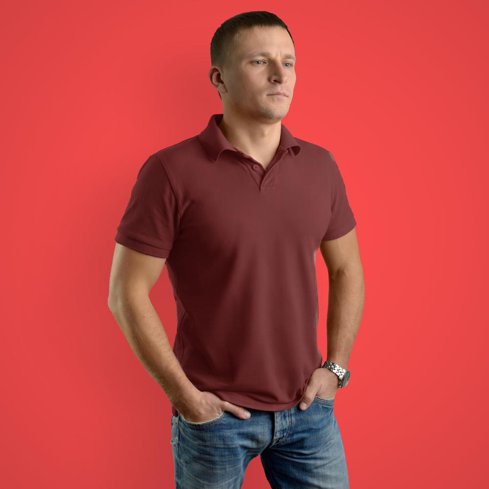 Mens Maroon Regular Fit Polo Neck T-Shirt - Fabric Type: Cotton