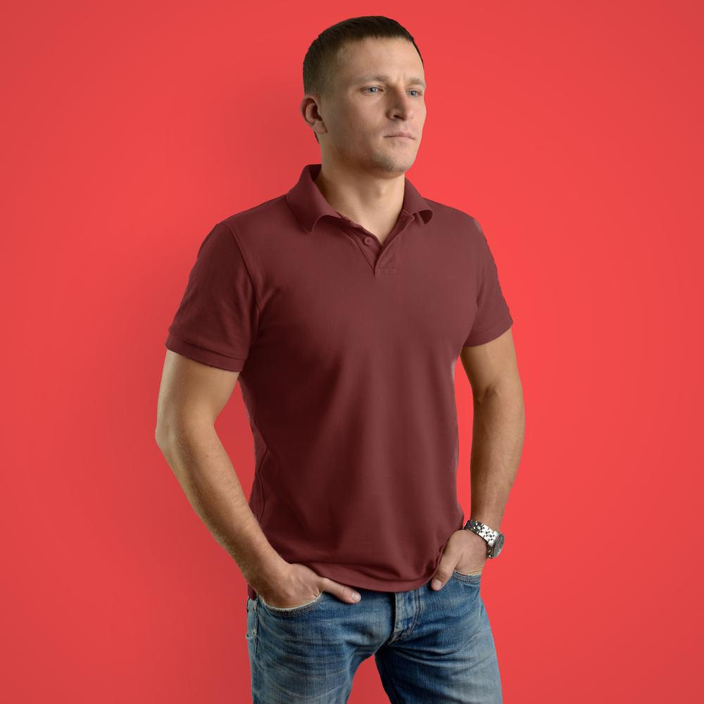 Mens Maroon Regular Fit Polo Neck T-shirt - Polycotton, Customized Sizes Available, Short Sleeves, Polo Collar, Fade-resistant Plain Pattern