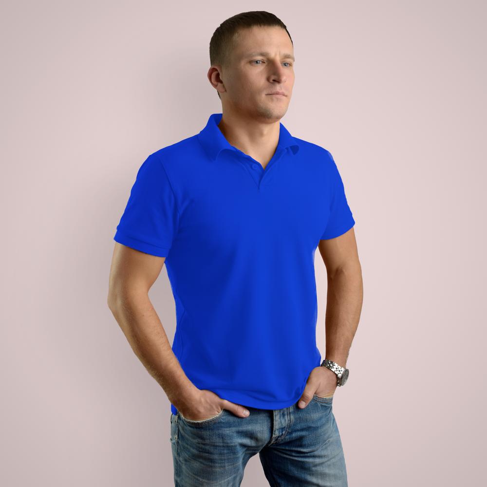Mens Royal Blue Slim Fit Polo Neck T-Shirt - Polyester Material, Customized Sizes (S-XXXL), Royal Blue Color, Polo Collar, Short Sleeves, Plain Design