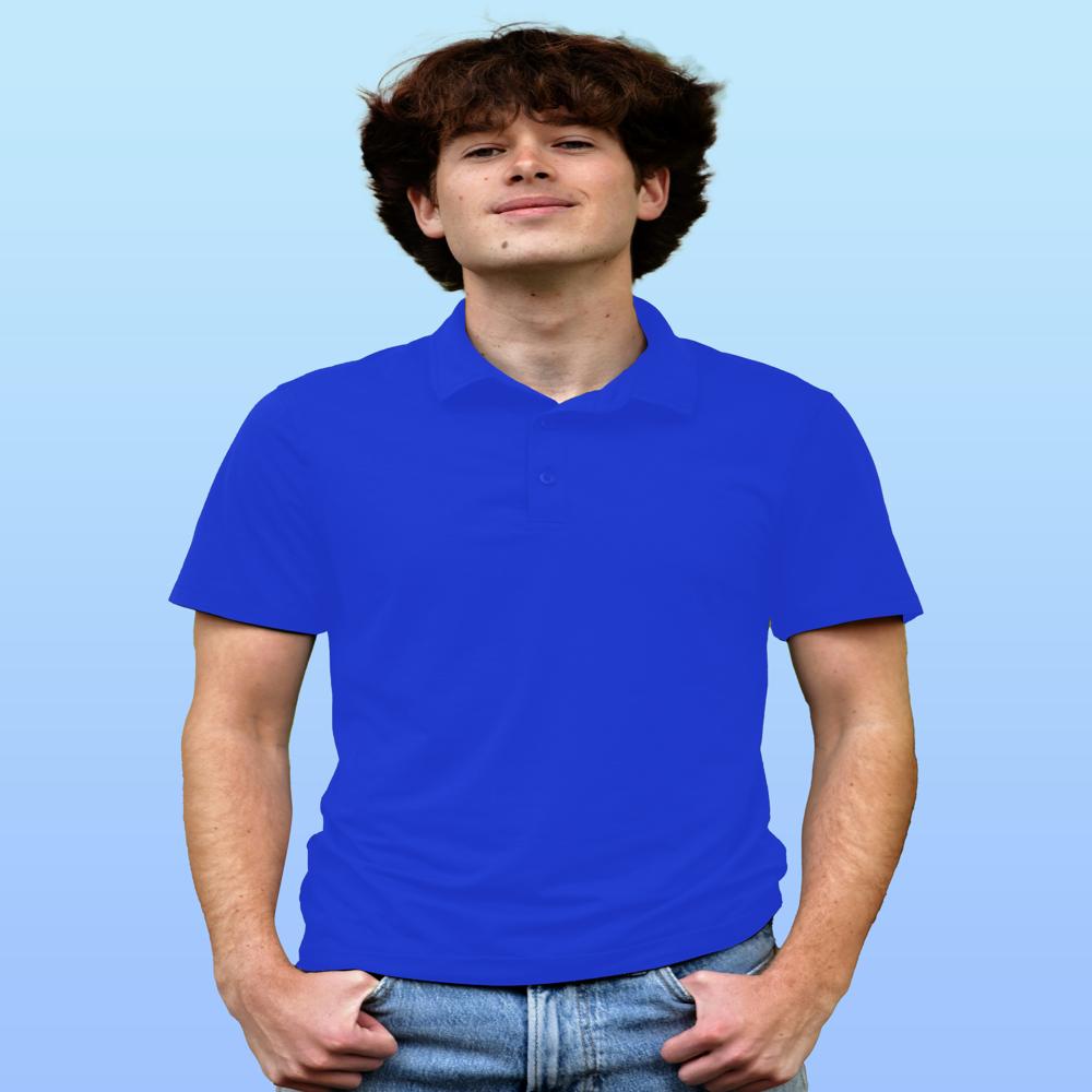 Mens Royal Blue Dry Fit Polo Neck T-Shirt - Fabric Type: Cotton