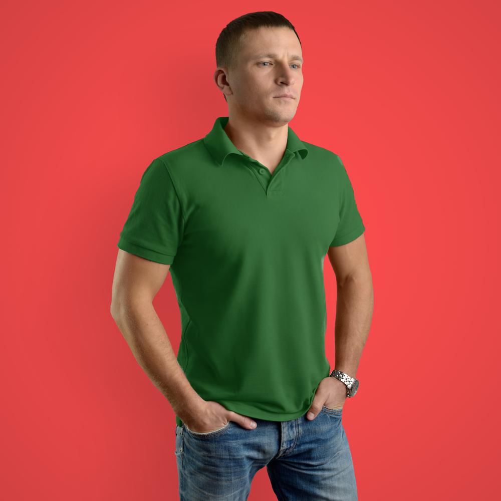 Mens Bottle Green Polyester Polo Neck T-Shirt - Polyester Material, Customized Sizes, Bottle Green Color, Short Sleeve Design, Classic Polo Collar