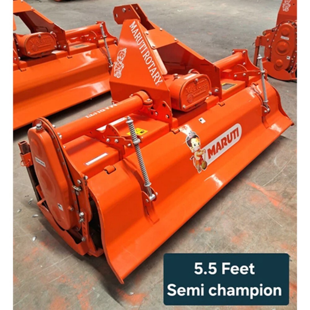 Semi Champion Rotavator - 5.5 Feet Size, 36 Rigid Blades, Orange Paint Coated Finish | Durable Agricultural Tool with Warranty