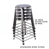 Stainless Steel Stool for Sitting, Round Shape - Medical Stool (Pack of 2, 24 Inches)