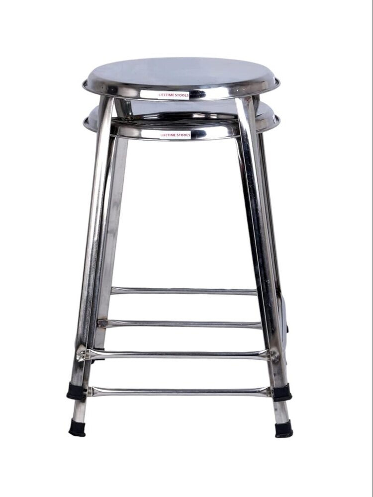 Stainless Steel Stool for Sitting, Round Shape - Medical Stool (Pack of 2, 24 Inches)