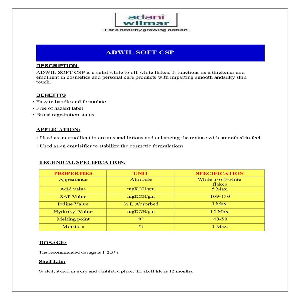 Adwil Ceto Stearyl Palmitate - Application: Cosmetic