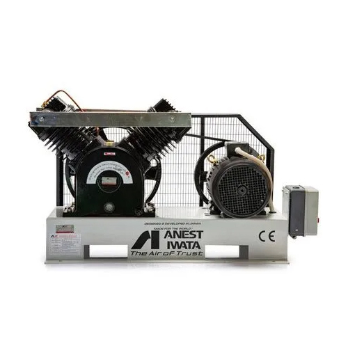 Anest Iwata Reciprocating Air Compressor - Metal, 5 Horsepower Electric Power Source | High Efficiency for Industrial Applications, Warranty Included
