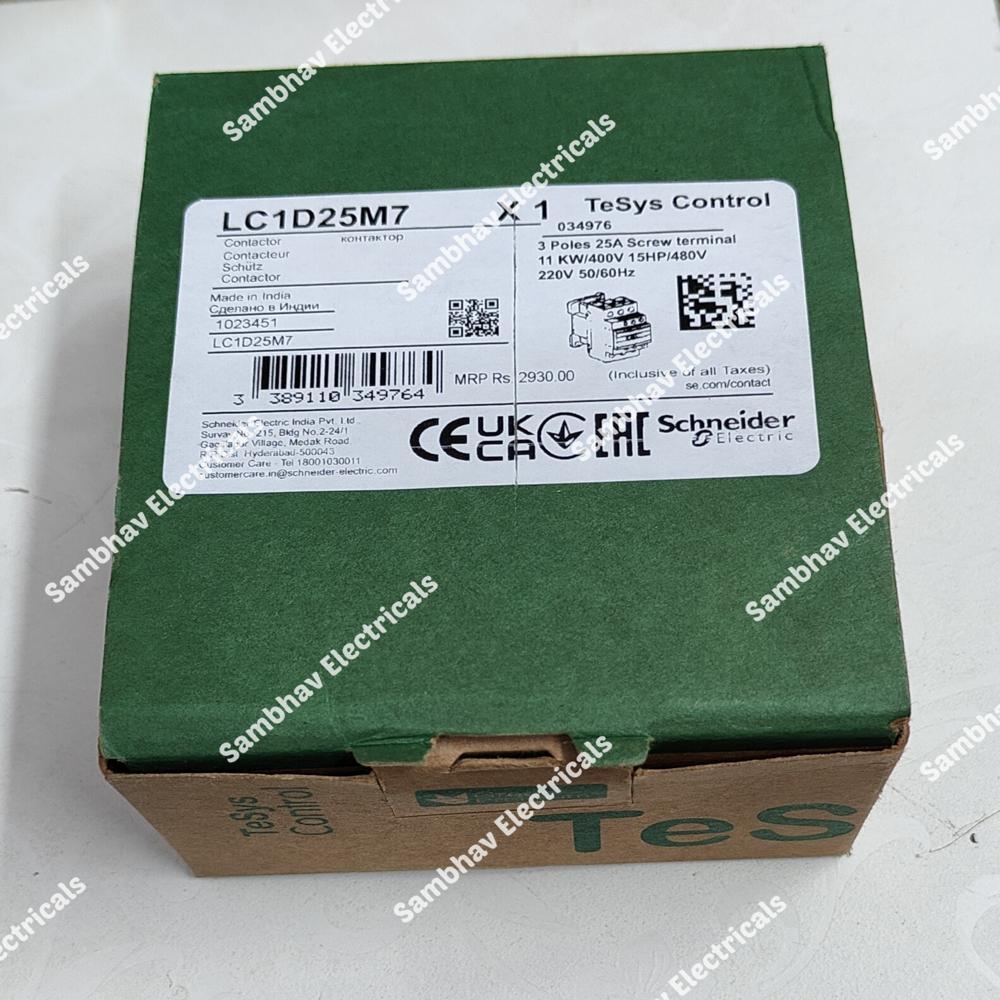 Schneider Contactor Lc1D25 Ac 3 Pole - Application: Electric Equipment