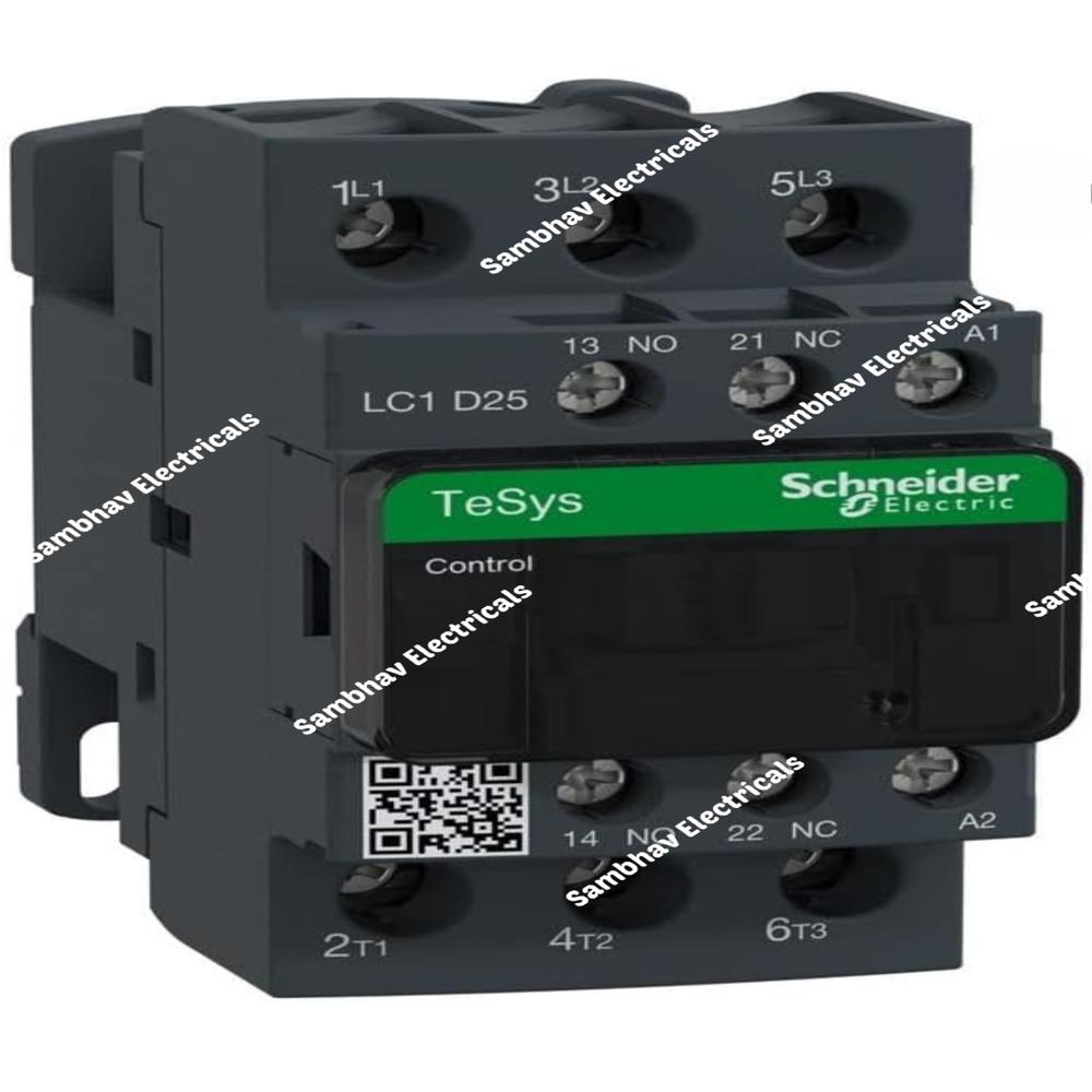 Schneider Contactor Lc1d25 - Metal, Standard Size, Black Color | Ideal For Electric Equipment, 1 Year Warranty