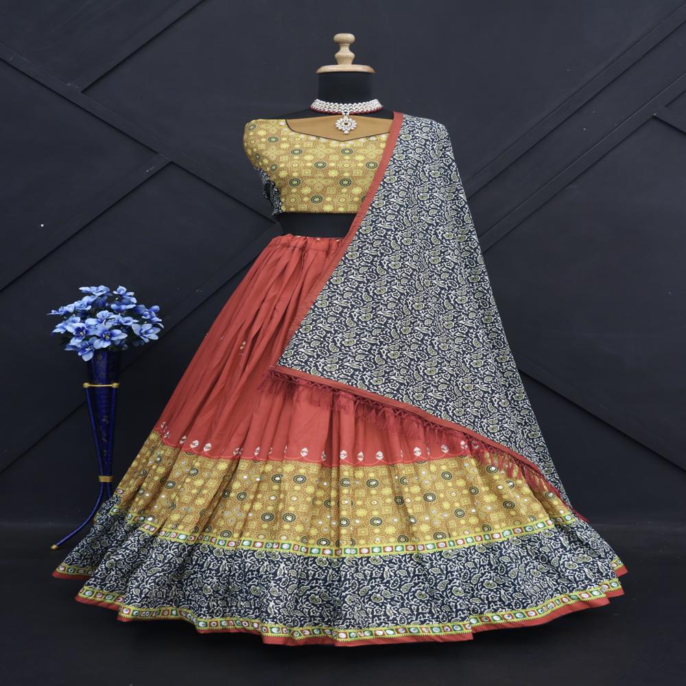 Digital Print Muslin Cotton Lehenga Choli