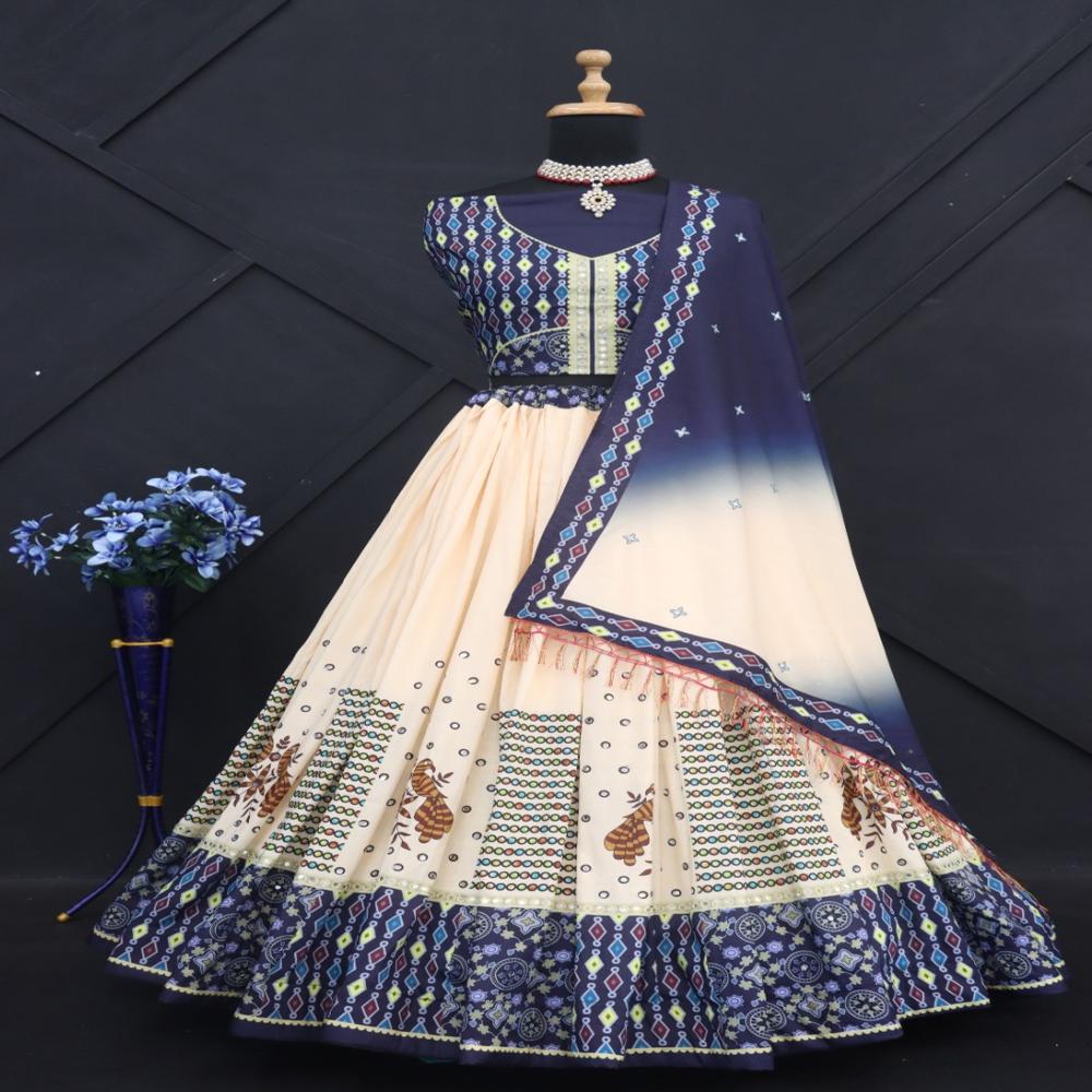 Digital Print Muslin Cotton Lehenga Choli