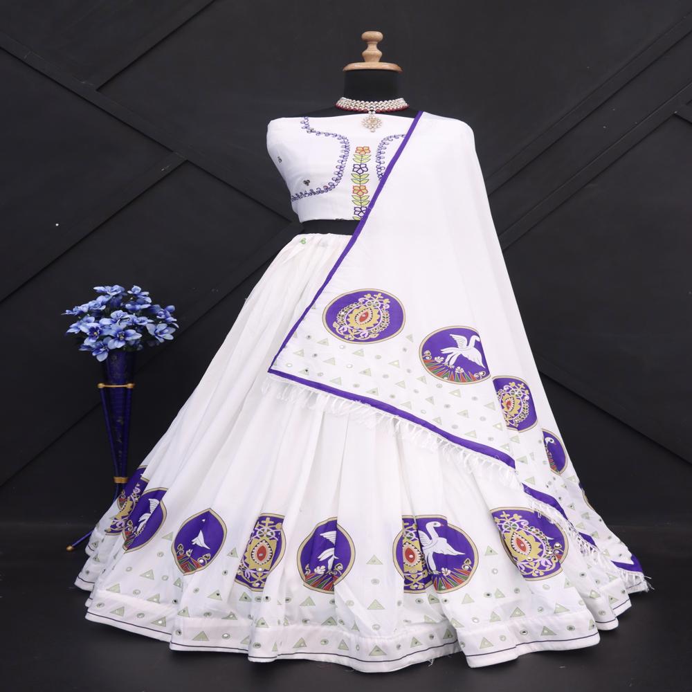 Digital Print Muslin Cotton Lehenga Choli