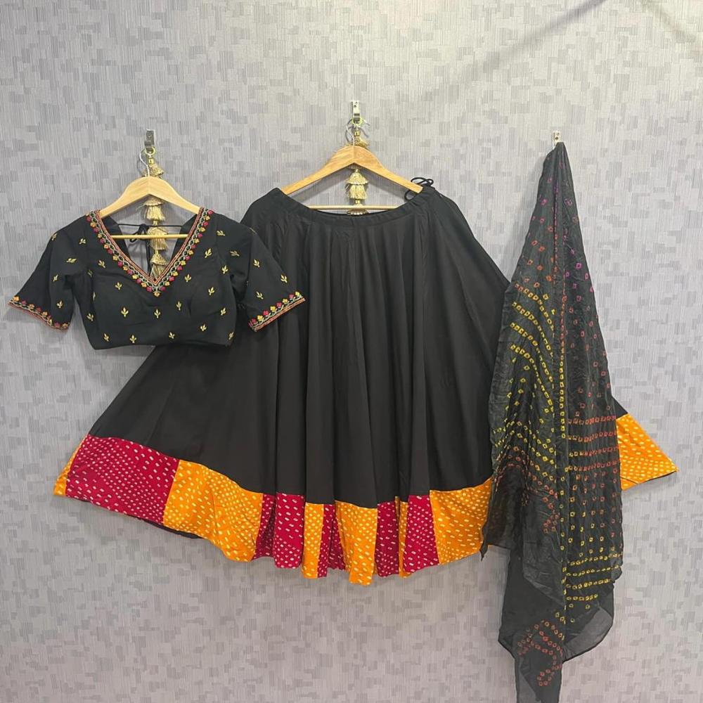 Digital Print Muslin Cotton Lehenga Choli - Color: Multi Color