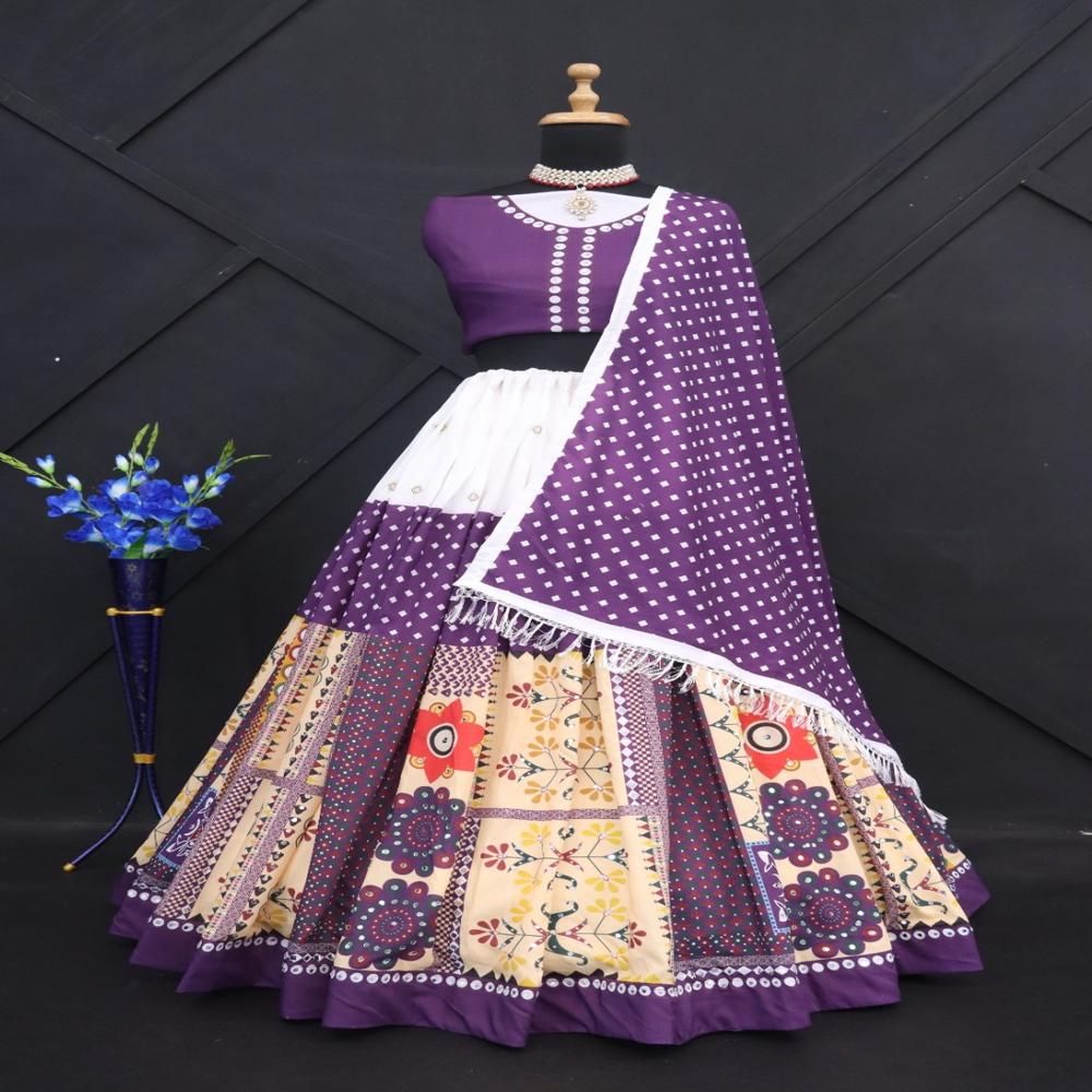 Digital Print Muslin Cotton Lehenga Choli