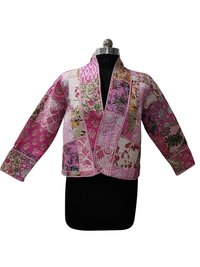 Cotton Quilted Crop Patchwork Jacket - Age Group: Adults