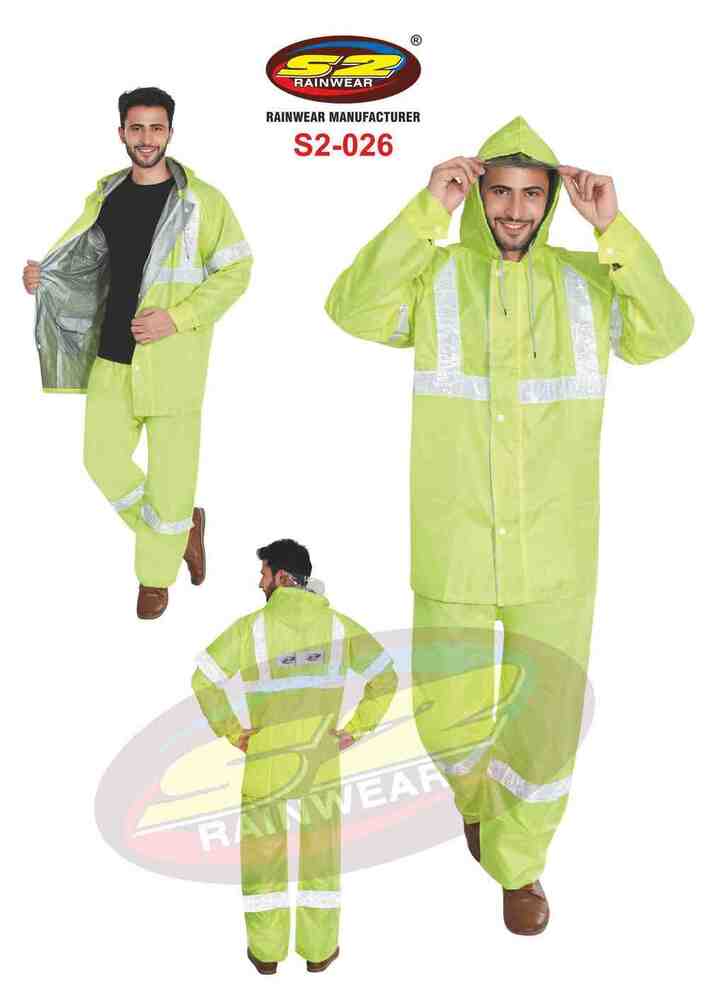 S2026 Reversible Rain Suit Fluorescent With Reflective Tape