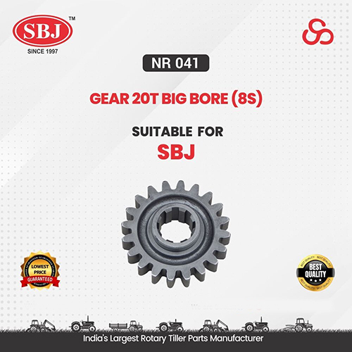 GEAR 20T (8S) BIG BORE SUITABLE FOR SBJ - High-Strength Steel Material , Durable Silver Finish, Precision Fit for Rotavators