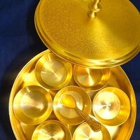 Aakrati Brass Spice Box | Stylish & Durable Masala Daani for Indian Kitchens | Luxury Brass Masala Box ( Yellow, 8 inch)