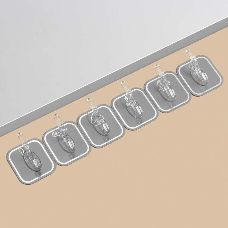 Stainless Steel Hook Rack - 6 Hooks, Green Anchors For Easy Organization And Accessibility In Kitchen