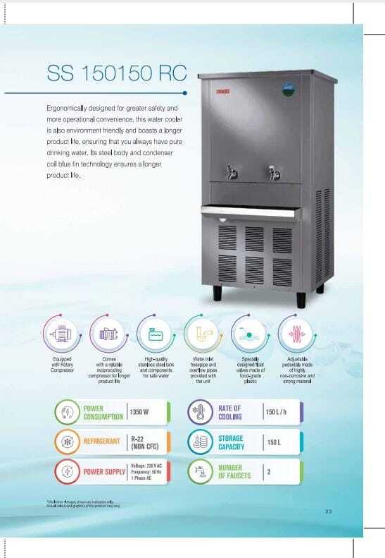 Voltas Water Cooler - Stainless Steel, 220 Volt | Industrial Use, Silver Finish, Efficient Cooling Performance