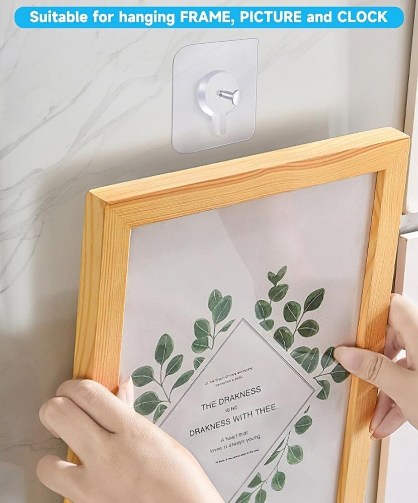 Screw Hook Sticker S - Stainless Steel, 6x6 Cm, Transparent | Reusable Adhesive Hooks For Versatile Surface Application, Heavy Duty And Easy To Use