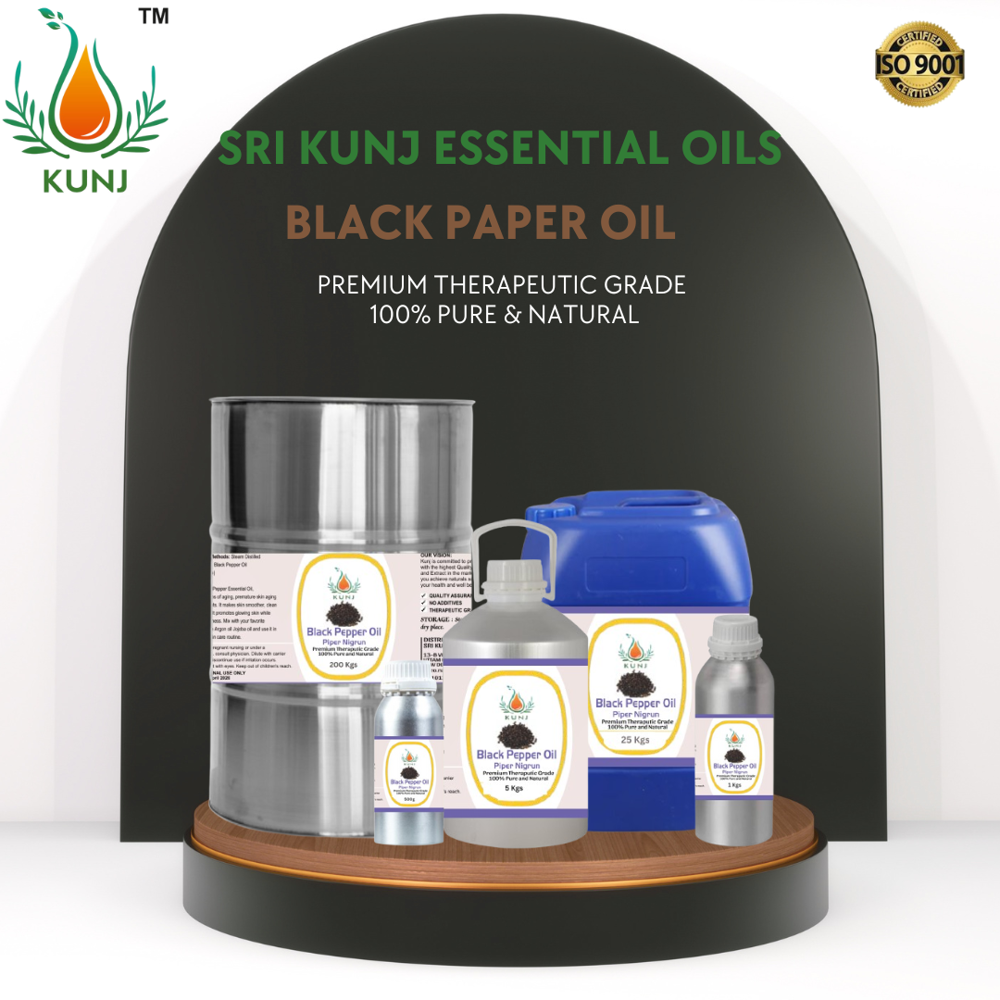 Black Pepper Oil - 100% Pure | Liquid Appearance, Fresh Invigorating Odor, Shelf Life Up To 24 Months, Store In Dry Place