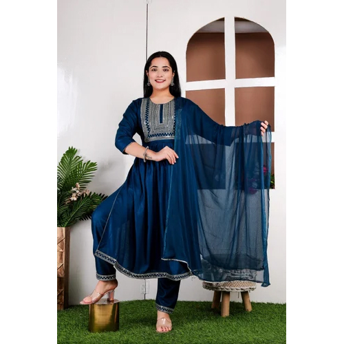 Regular Wear Rayon Nyra Cut Kurtis - Color: Blue