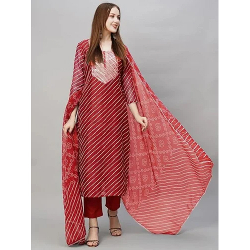 Lahariya Cotton Kurti Pant - Color: Red