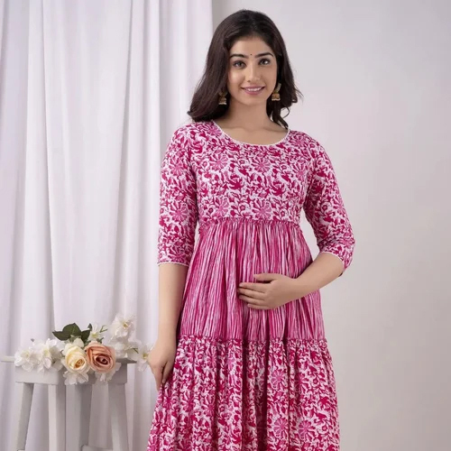 Ladies Maternity Feeding Dresses - Color: Pink