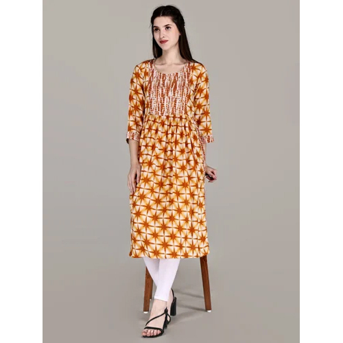 Feeding Maternity Pregnancy Rayon Kurti - Color: Yellow