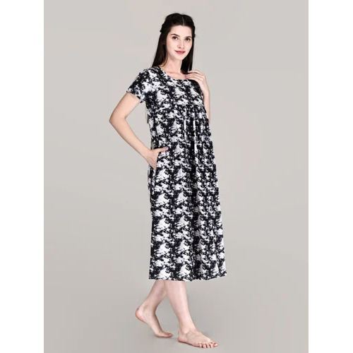 Blue Feeding Maternity Pregnancy Rayon Dresses - Color: Black