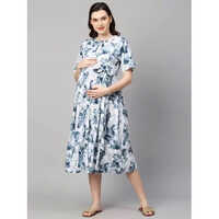 Maternity Wear - Rayon Fabric, 48 Inches Wide, 140 Gsm, Vibrant Blue Color With Unique Printed Pattern | Washable And Versatile For Sewing And Crafting