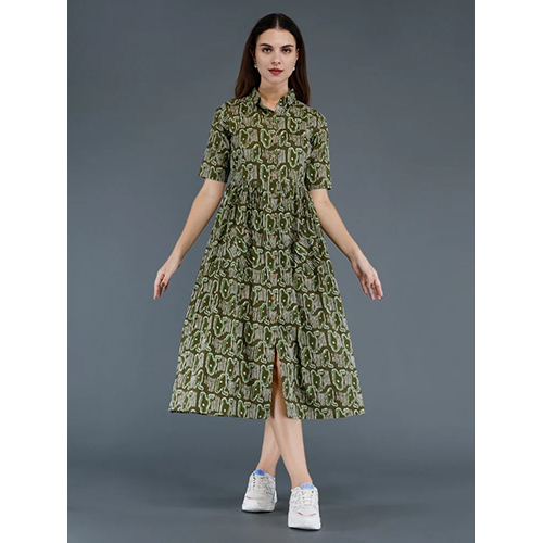 Ladies Short-Sleeve Dress - Color: Green