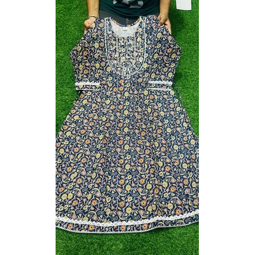 Latest Attractive Cotton Anarkali Stitched Ethnic Gown - Color: Multicolor