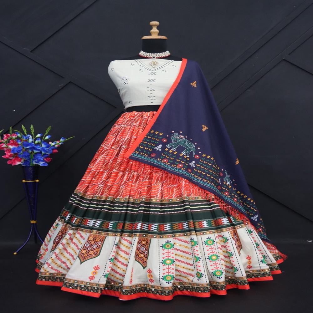 Digital Print Muslin Cotton Lehenga Choli