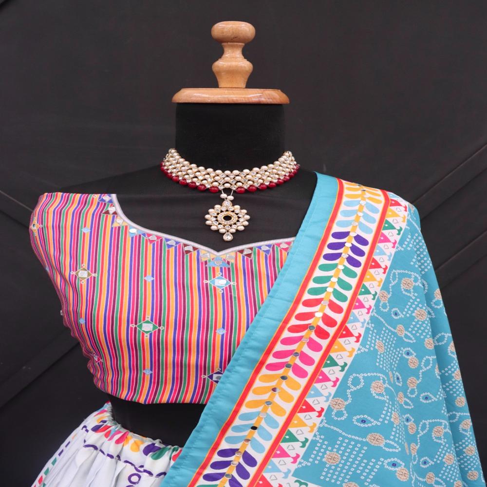 Digital Print Muslin Cotton Lehenga Choli