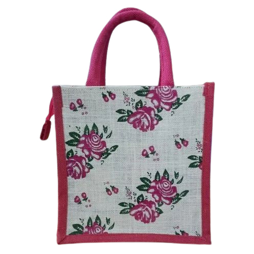 Jute Printed Bag - Color: Pink