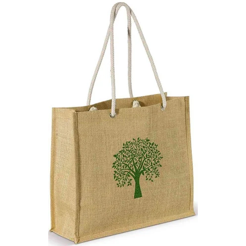 Jute Tree Print Bags - Color: Cream