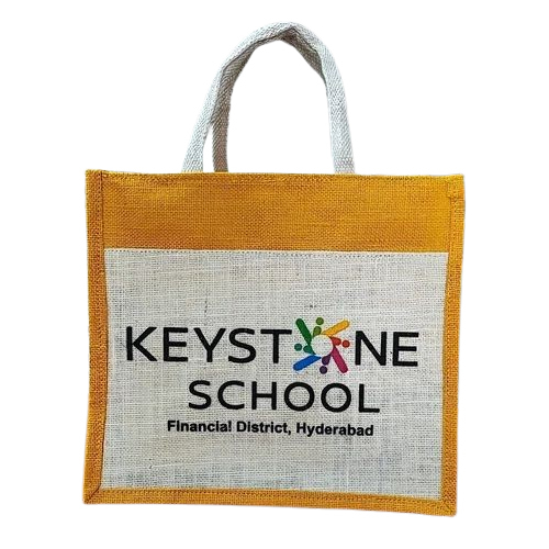 Kids School Jute Bags - Color: Yellow