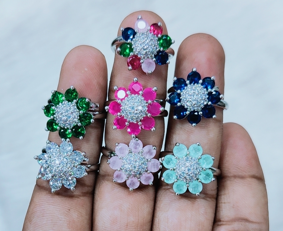 American Diamond Finger Ring - Alloy, Size 6-10, Silver Color | Oval & Marquise Cubic Zirconia, Prong Set For Fashion & Special Occasions