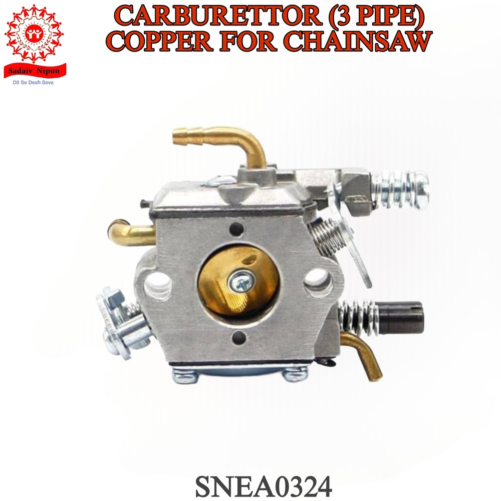 CH0324 Durable Carburetor with 3 Copper Pipes for Chainsaws  Compatible with 52CC & 58CC Engine Models
