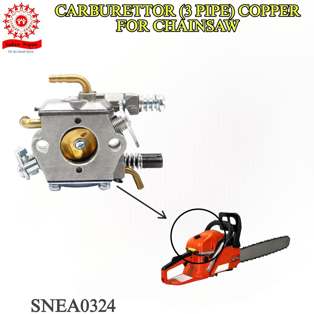 CH0324 Durable Carburetor with 3 Copper Pipes for Chainsaws  Compatible with 52CC & 58CC Engine Models