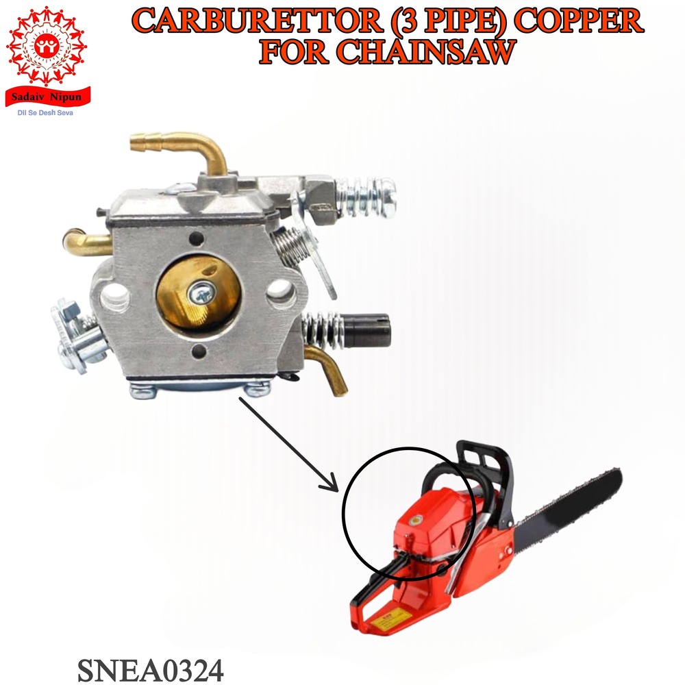 CH0324 Durable Carburetor with 3 Copper Pipes for Chainsaws  Compatible with 52CC & 58CC Engine Models