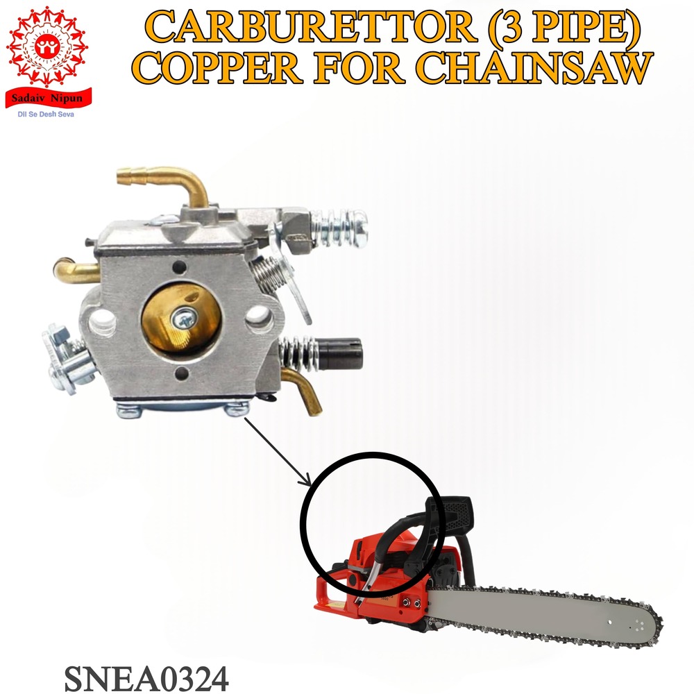CH0324 Durable Carburetor with 3 Copper Pipes for Chainsaws  Compatible with 52CC & 58CC Engine Models