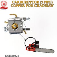 CH0324 Durable Carburetor with 3 Copper Pipes for Chainsaws  Compatible with 52CC & 58CC Engine Models
