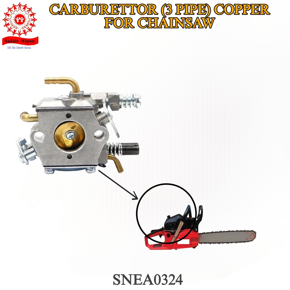 CH0324 Durable Carburetor with 3 Copper Pipes for Chainsaws  Compatible with 52CC & 58CC Engine Models