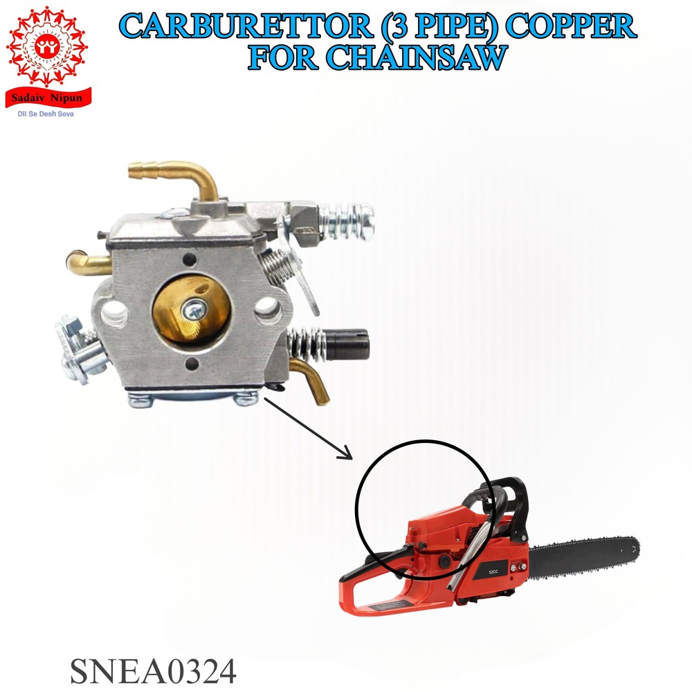 CH0324 Durable Carburetor with 3 Copper Pipes for Chainsaws  Compatible with 52CC & 58CC Engine Models