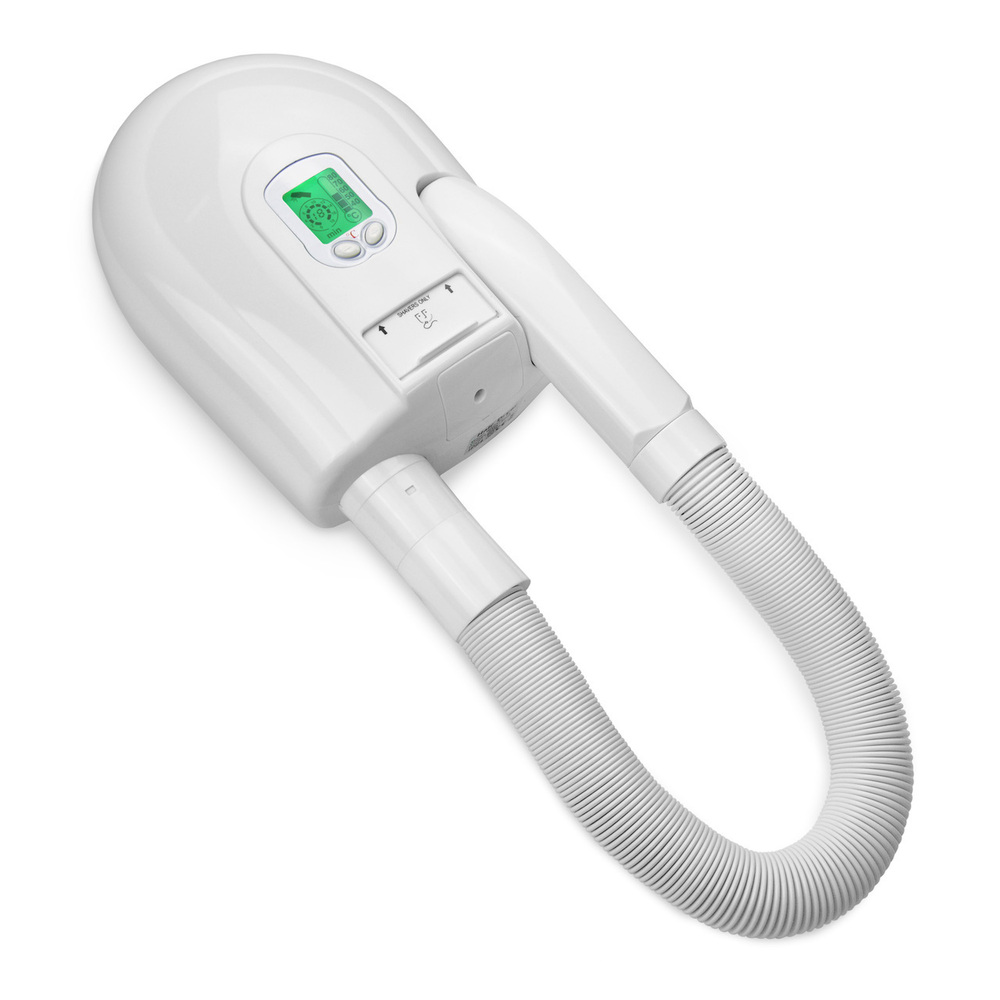 Wall Mounted Hair Dryer - High Grade ABS Plastic 1500 Watts Five Adjustable Heat Settings LCD Screen with LED Backlight